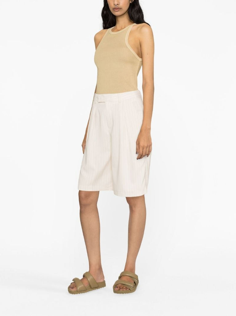 Neutral Vivian Pinstripe Knee-length Shorts