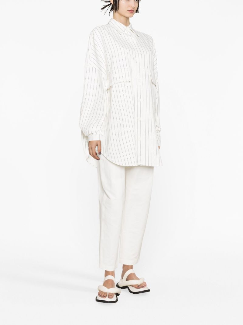 White Dallas Pinstripe Cotton Shirt