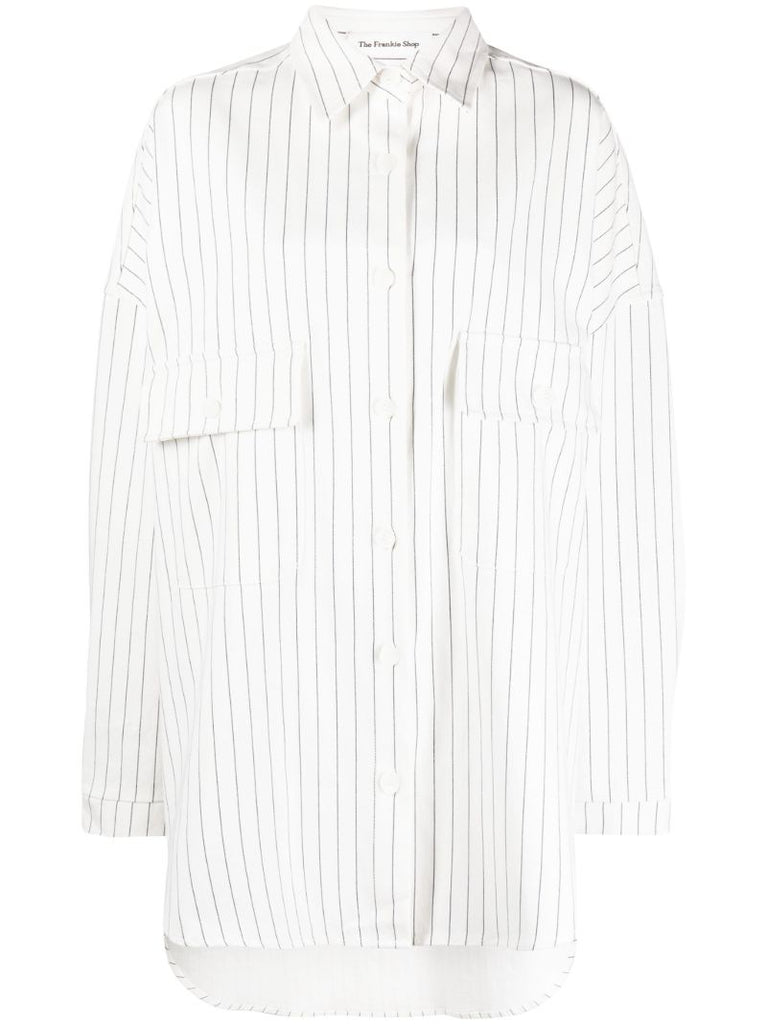 White Dallas Pinstripe Cotton Shirt
