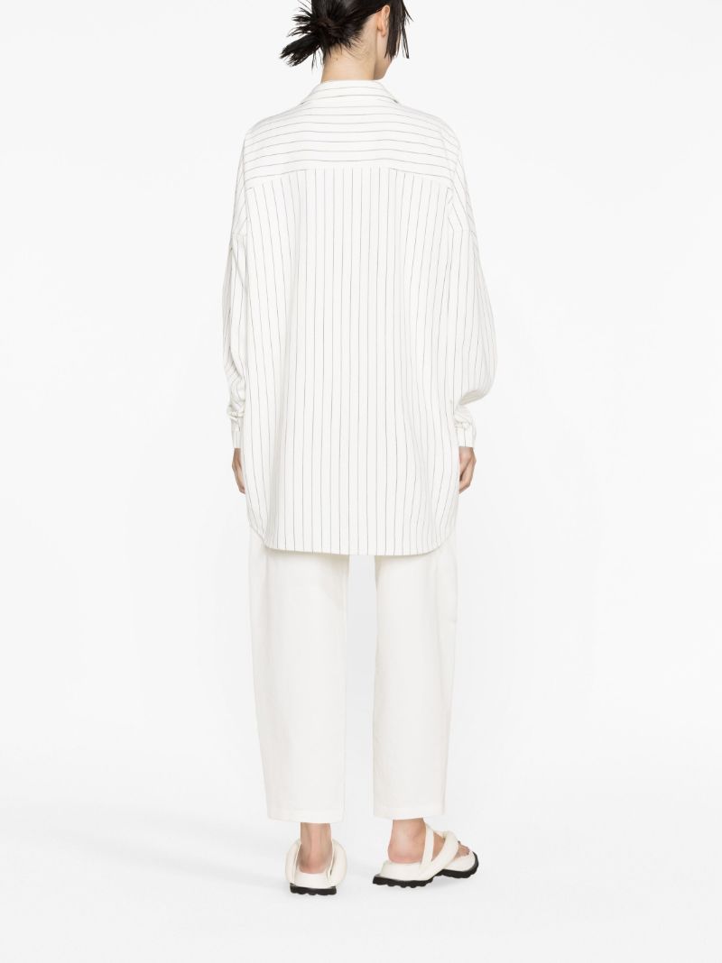 White Dallas Pinstripe Cotton Shirt