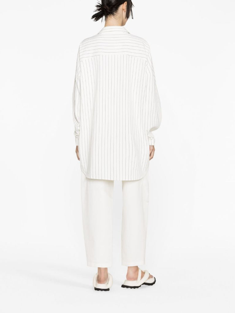 White Dallas Pinstripe Cotton Shirt