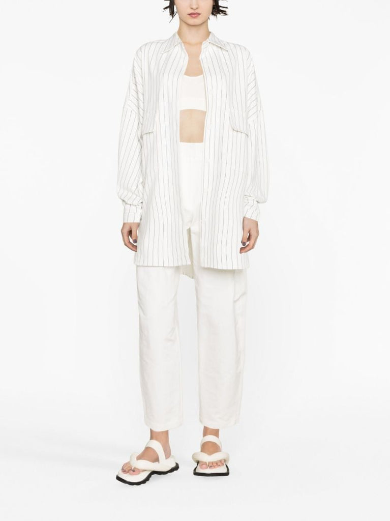 White Dallas Pinstripe Cotton Shirt
