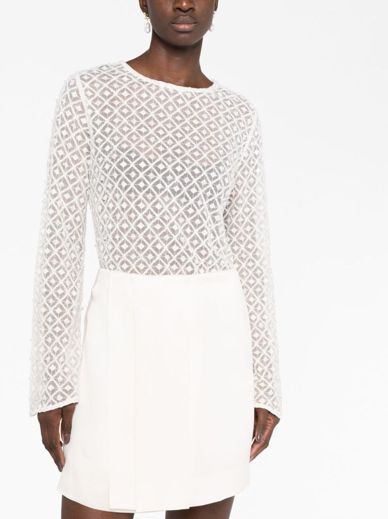 White Freya Pearl Embellished Top
