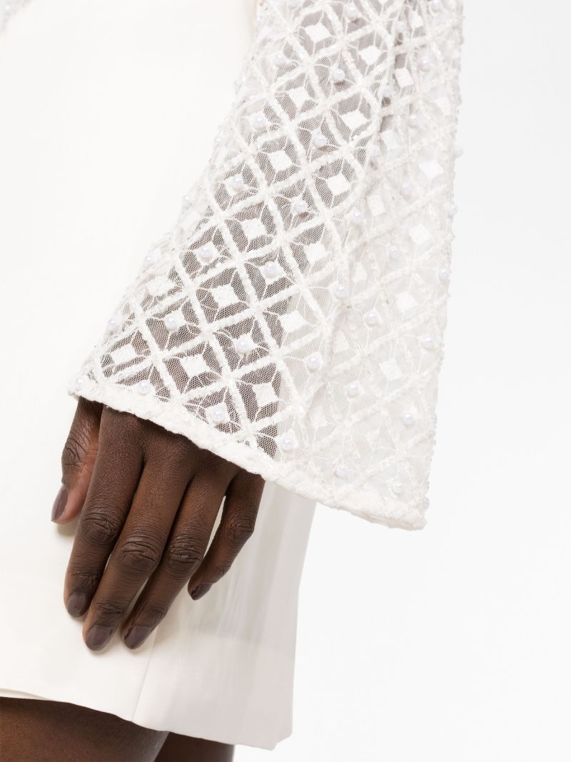 White Freya Pearl Embellished Top