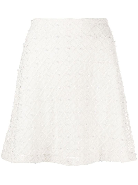 Neutral Freya Embellished Mini Skirt