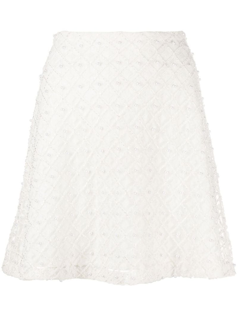 Neutral Freya Embellished Mini Skirt