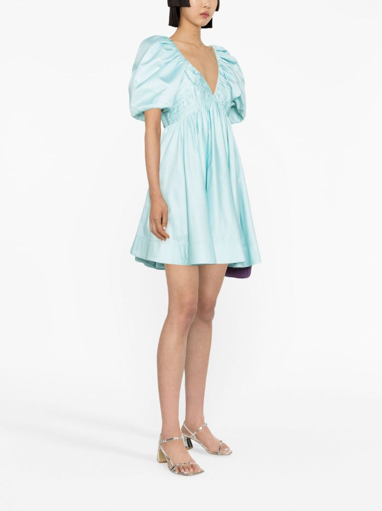 Blue Gabrielle Puff-sleeve Mini Dress