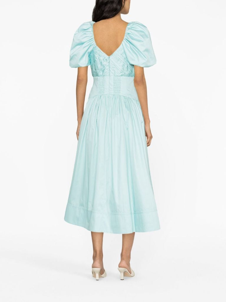Blue Gabrielle Puff Sleeve Midi Dress