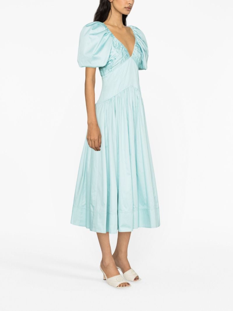 Blue Gabrielle Puff Sleeve Midi Dress