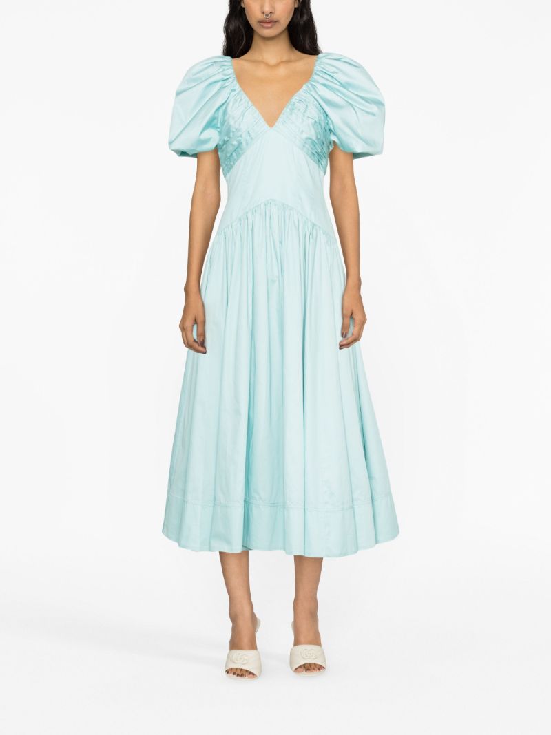 Blue Gabrielle Puff Sleeve Midi Dress