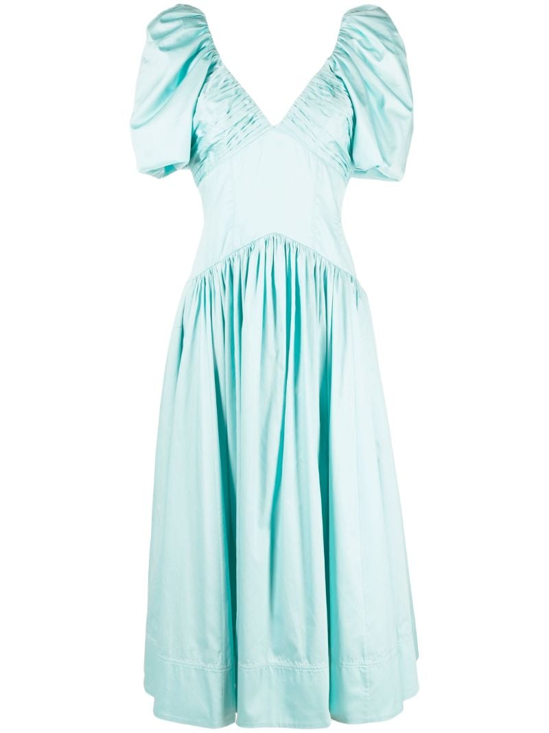 Blue Gabrielle Puff Sleeve Midi Dress