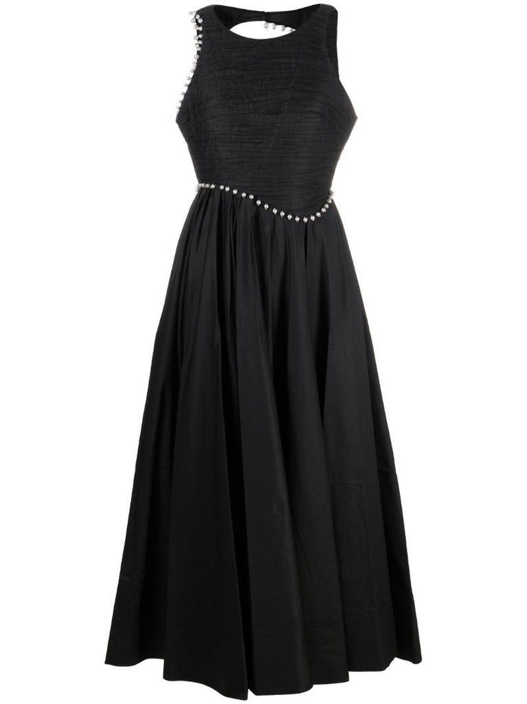 Black Florence Pearl-embellished Midi Dress