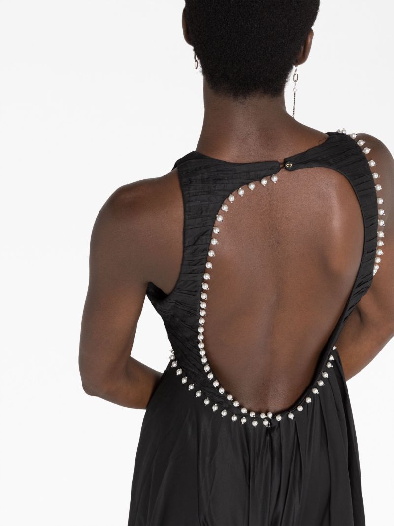 Black Florence Pearl-embellished Midi Dress