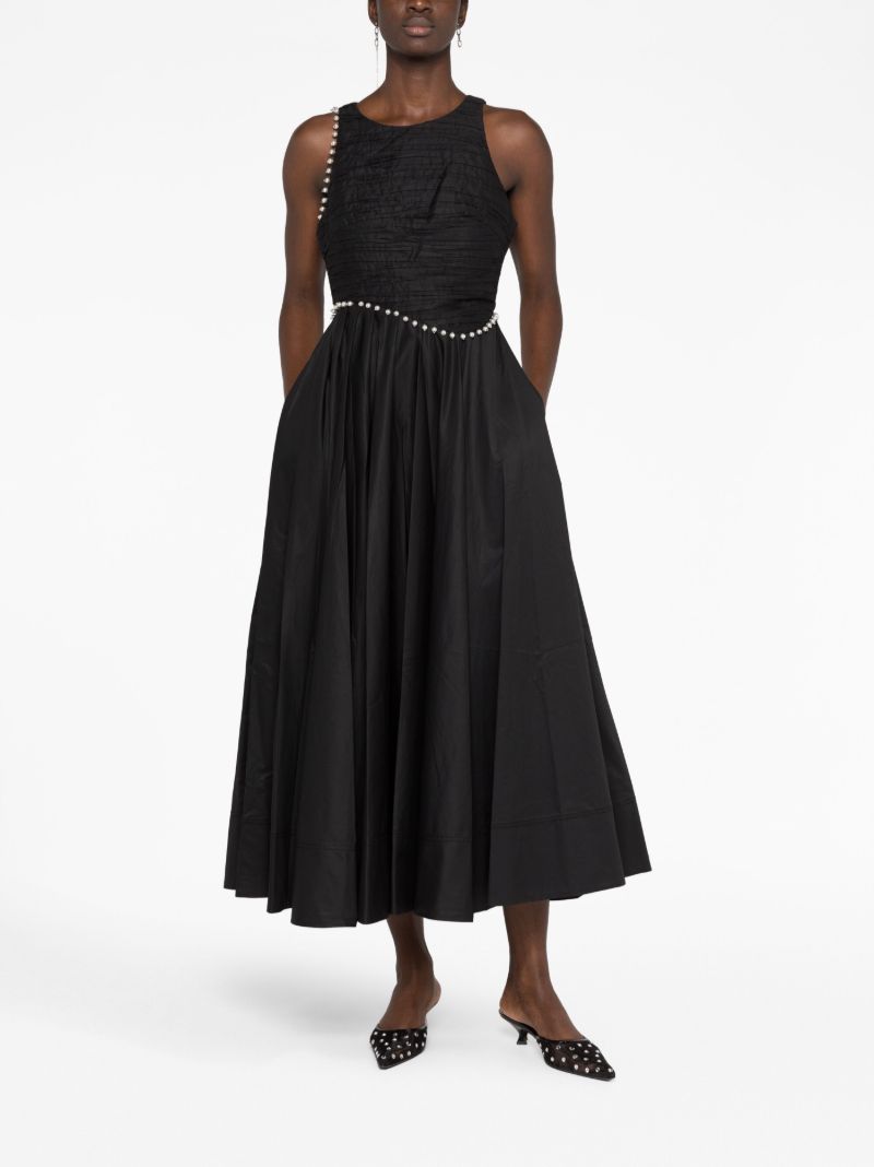 Black Florence Pearl-embellished Midi Dress