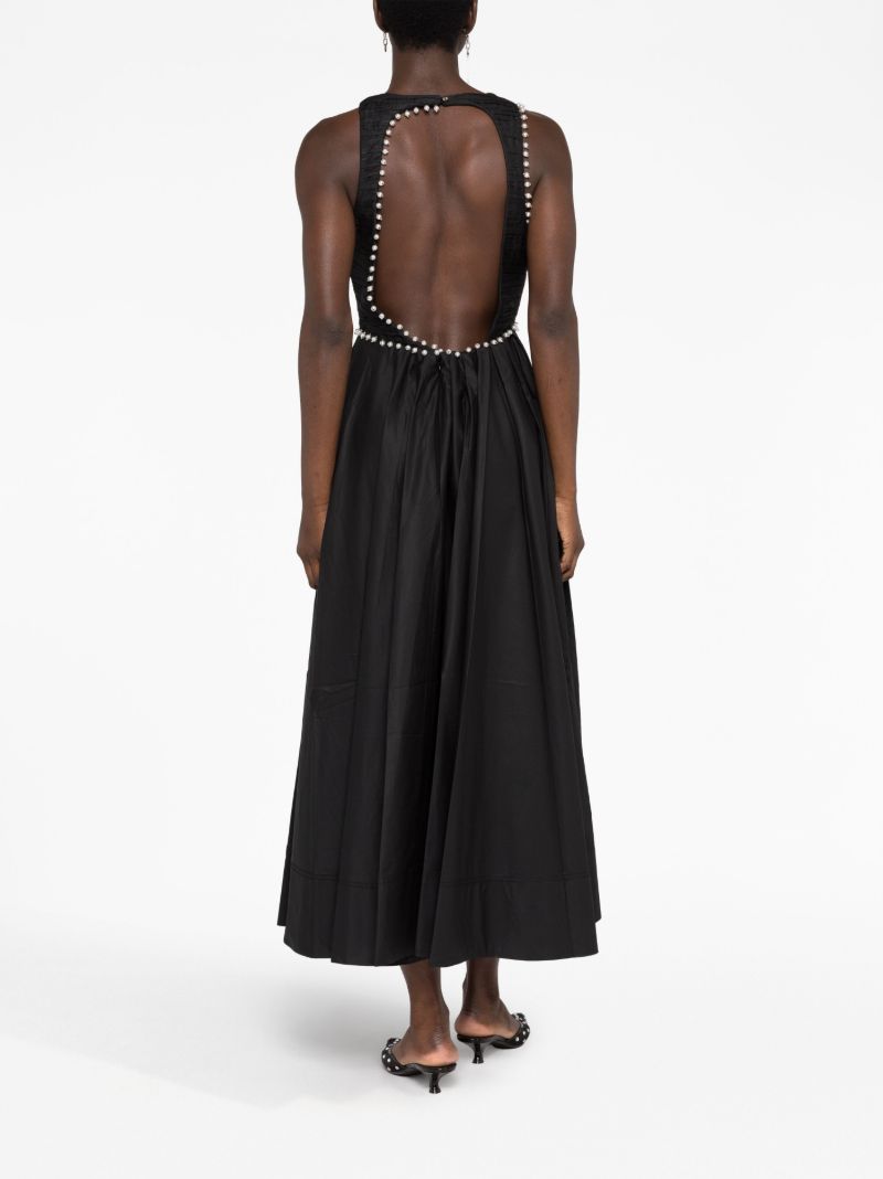 Black Florence Pearl-embellished Midi Dress