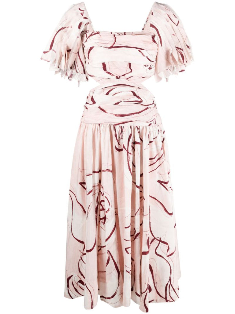 Pink Marianne Ruched Midi Dress