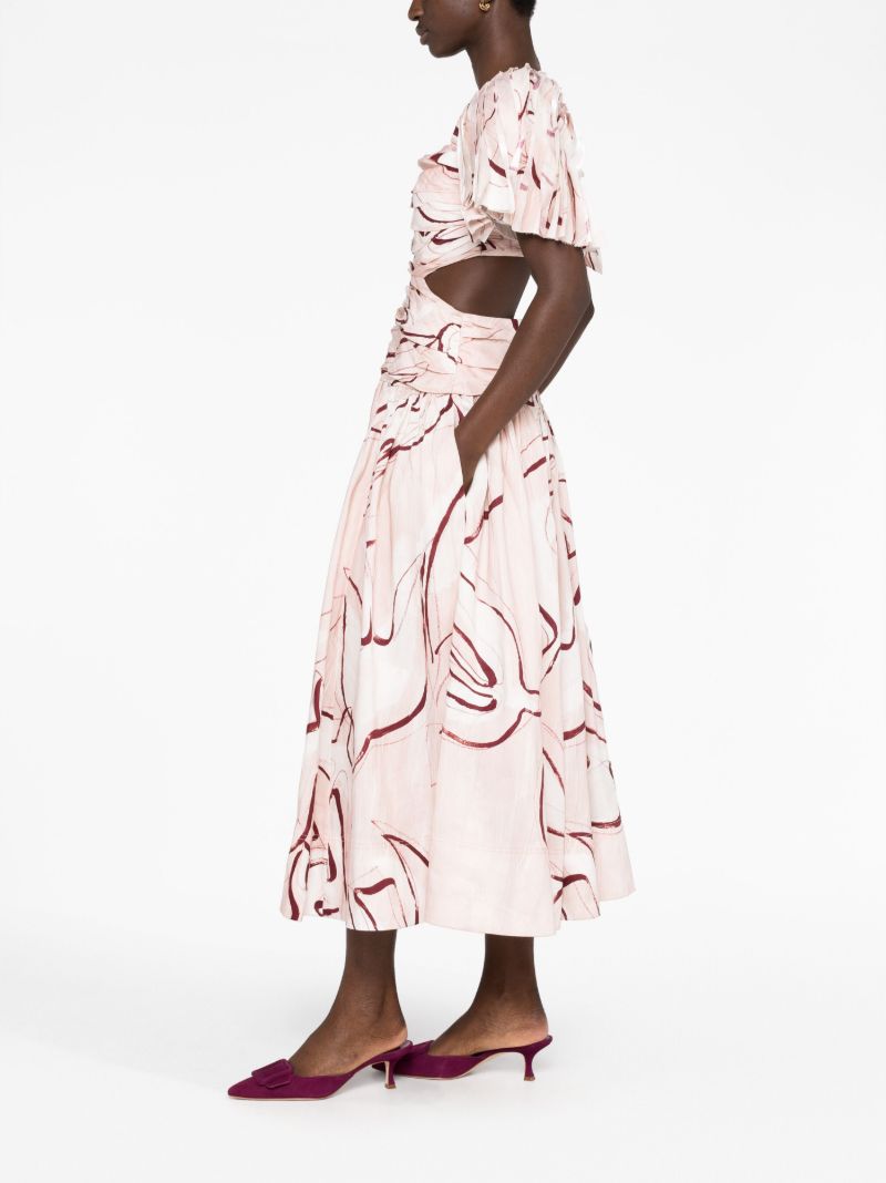 Pink Marianne Ruched Midi Dress