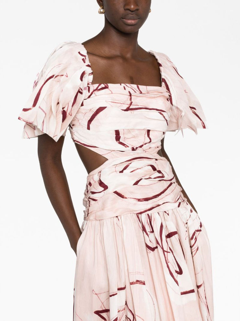 Pink Marianne Ruched Midi Dress