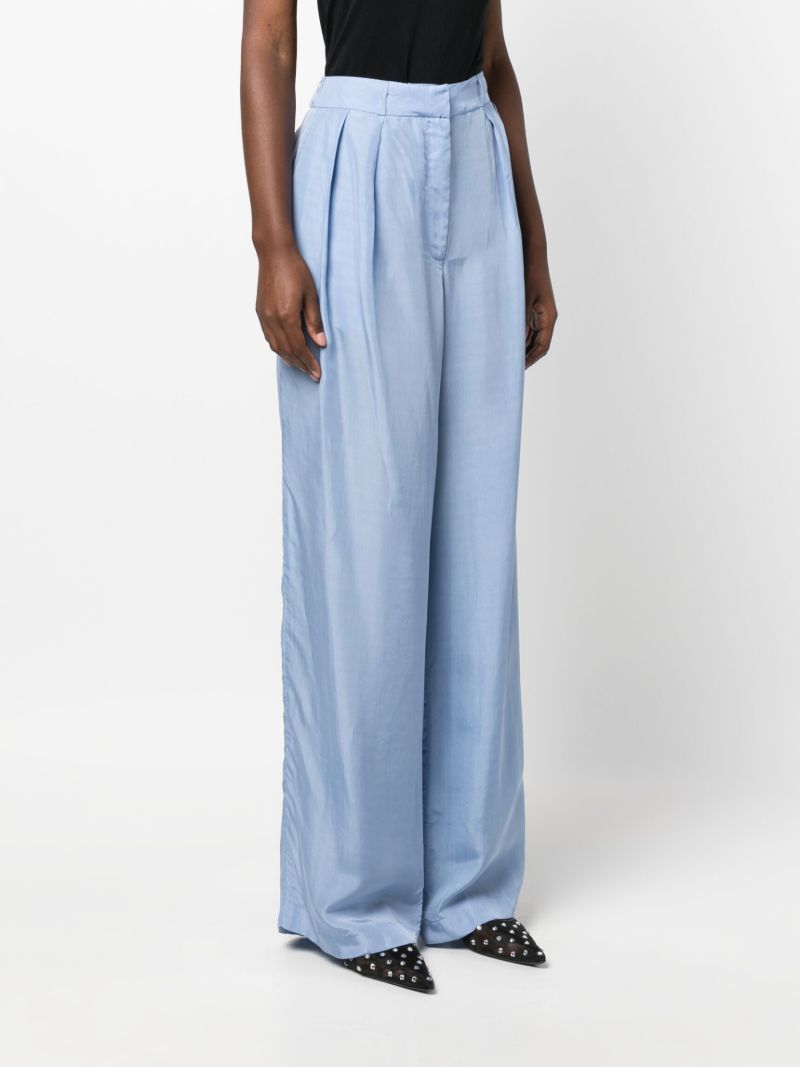 Blue Tansy Pleated Wide-leg Trousers