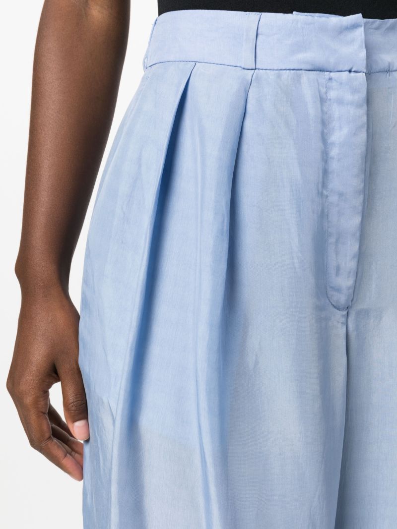 Blue Tansy Pleated Wide-leg Trousers