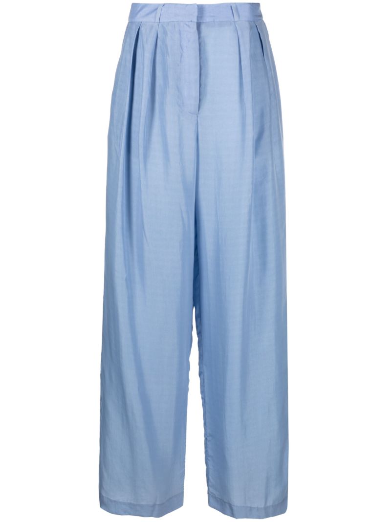 Blue Tansy Pleated Wide-leg Trousers