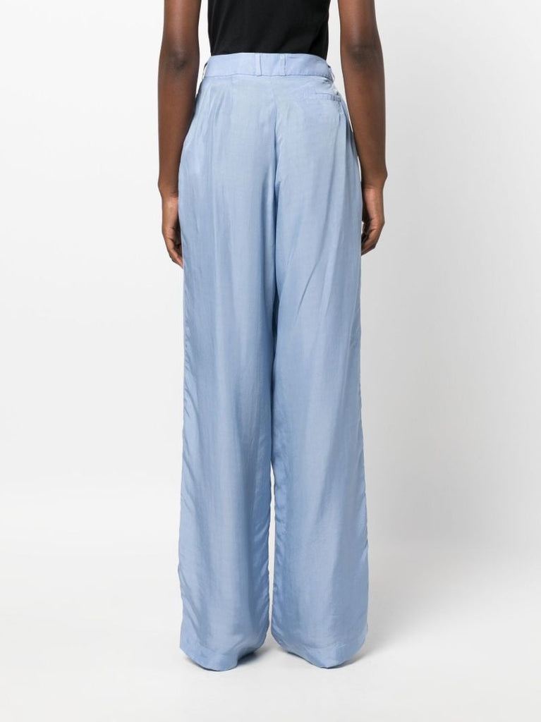 Blue Tansy Pleated Wide-leg Trousers