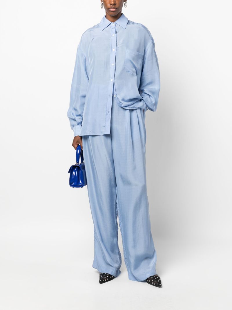 Blue Tansy Pleated Wide-leg Trousers