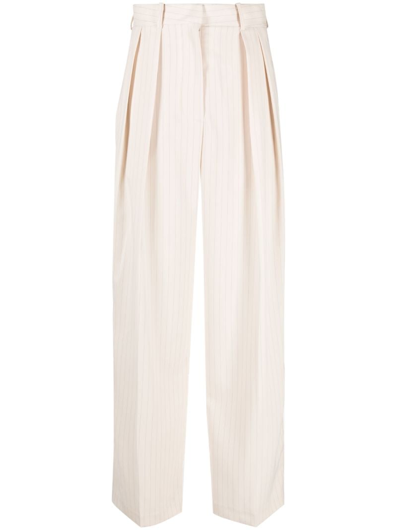 Beige Tansy Pinstripe Straight Trousers