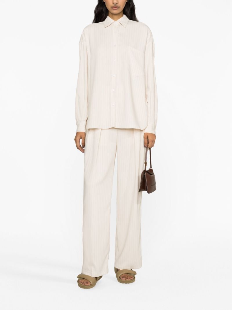 Beige Tansy Pinstripe Straight Trousers