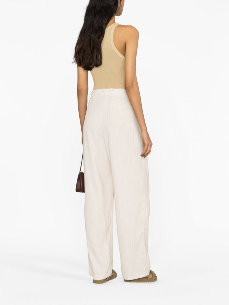 Beige Tansy Pinstripe Straight Trousers