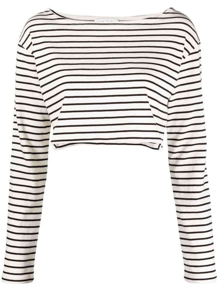 White Tilla Striped Cropped T-shirt