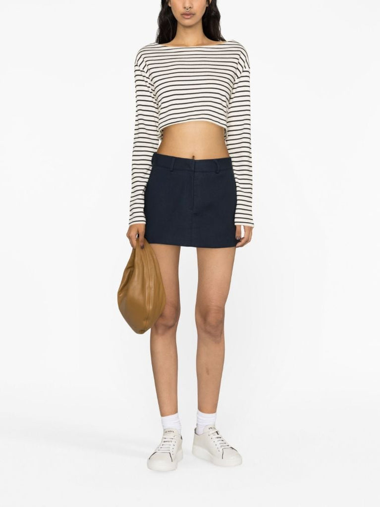 White Tilla Striped Cropped T-shirt