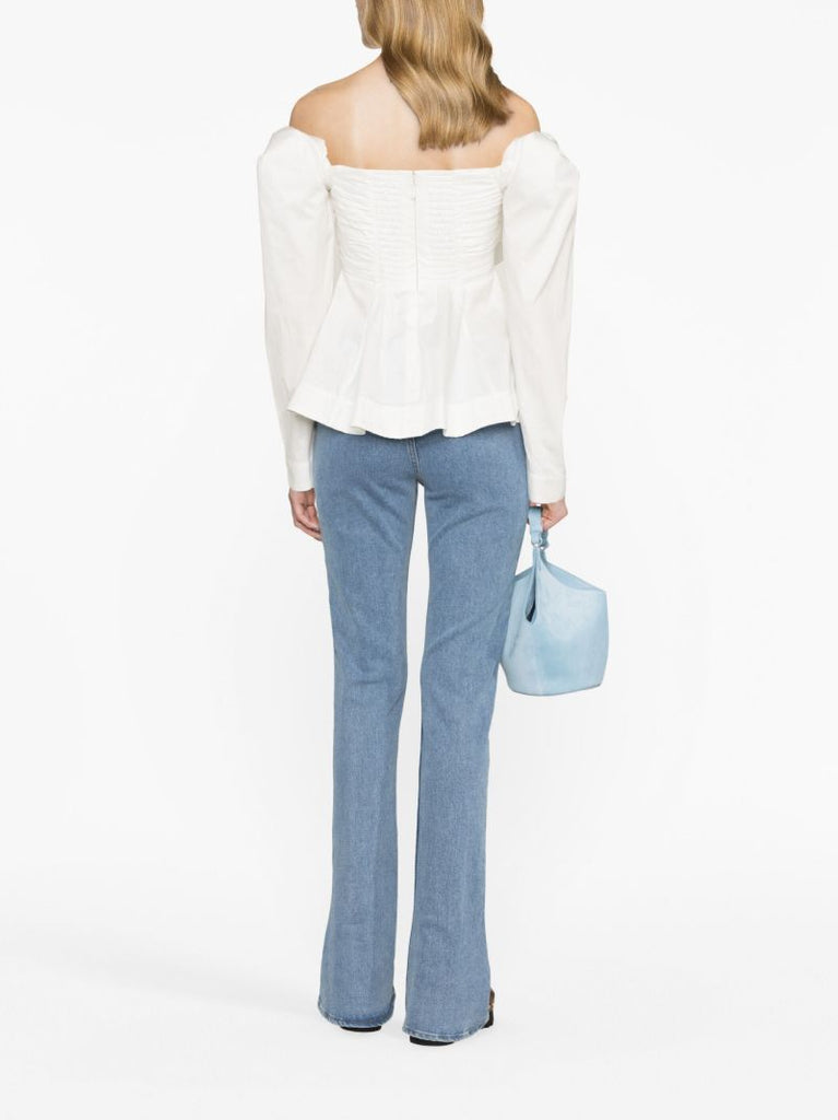 White Valentina Off-the-shoulder Cotton Top