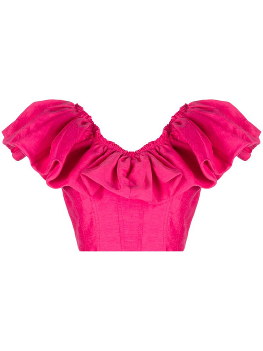 Pink Bubble Florence Ruffled Crop Top