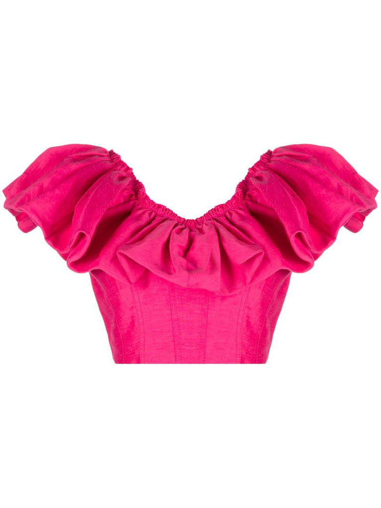 Pink Bubble Florence Ruffled Crop Top