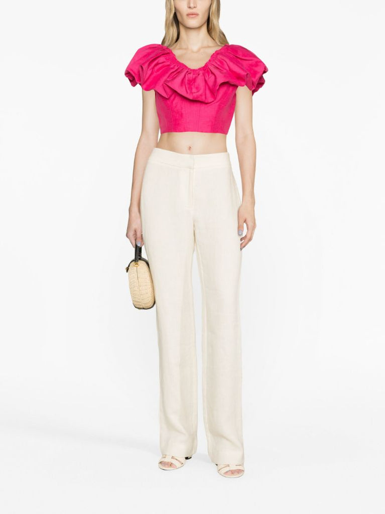 Pink Bubble Florence Ruffled Crop Top
