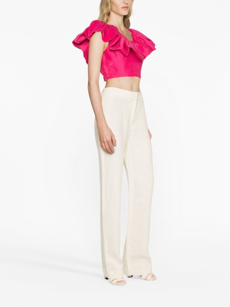 Pink Bubble Florence Ruffled Crop Top