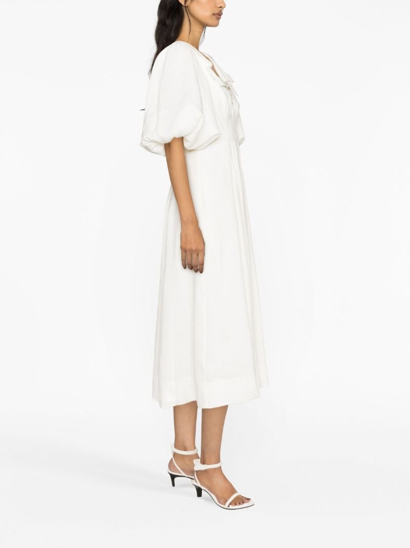 White Jessica Puff-sleeve Midi Dress