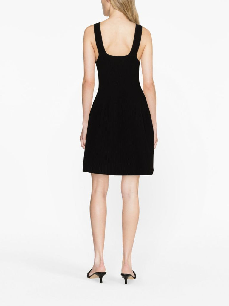 Black Goldfoil Sweetheart Neck Mini Dress