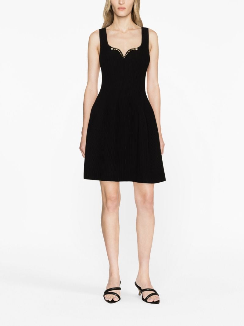 Black Goldfoil Sweetheart Neck Mini Dress