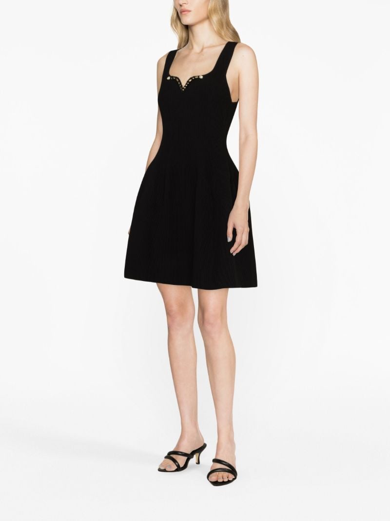 Black Goldfoil Sweetheart Neck Mini Dress