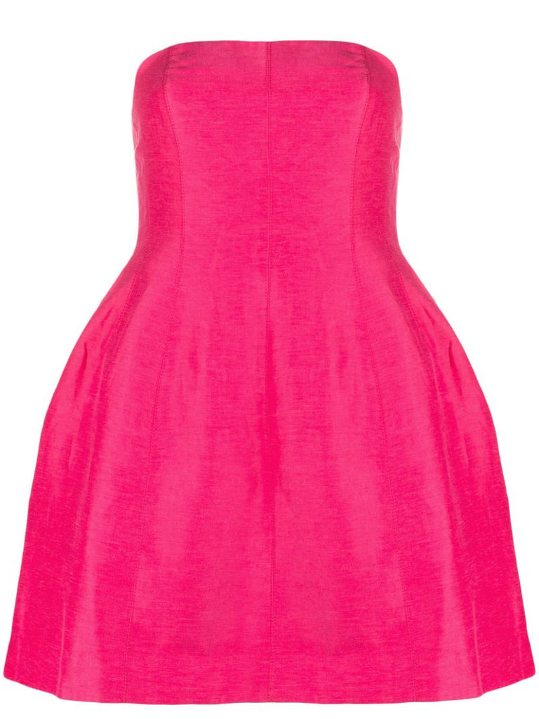 Pink Strapless Flared Mini Dress