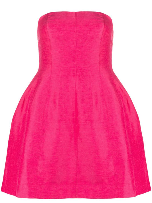 Pink Strapless Flared Mini Dress