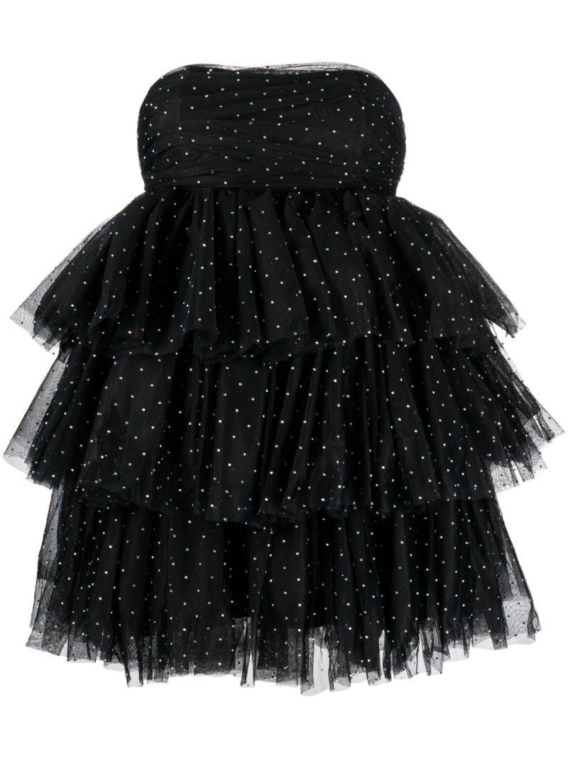 Black Carlosa Crystal Mini Dress
