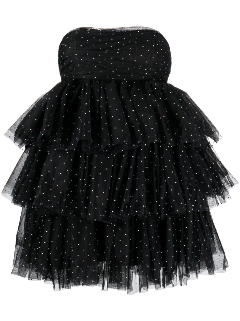Black Carlosa Crystal Mini Dress