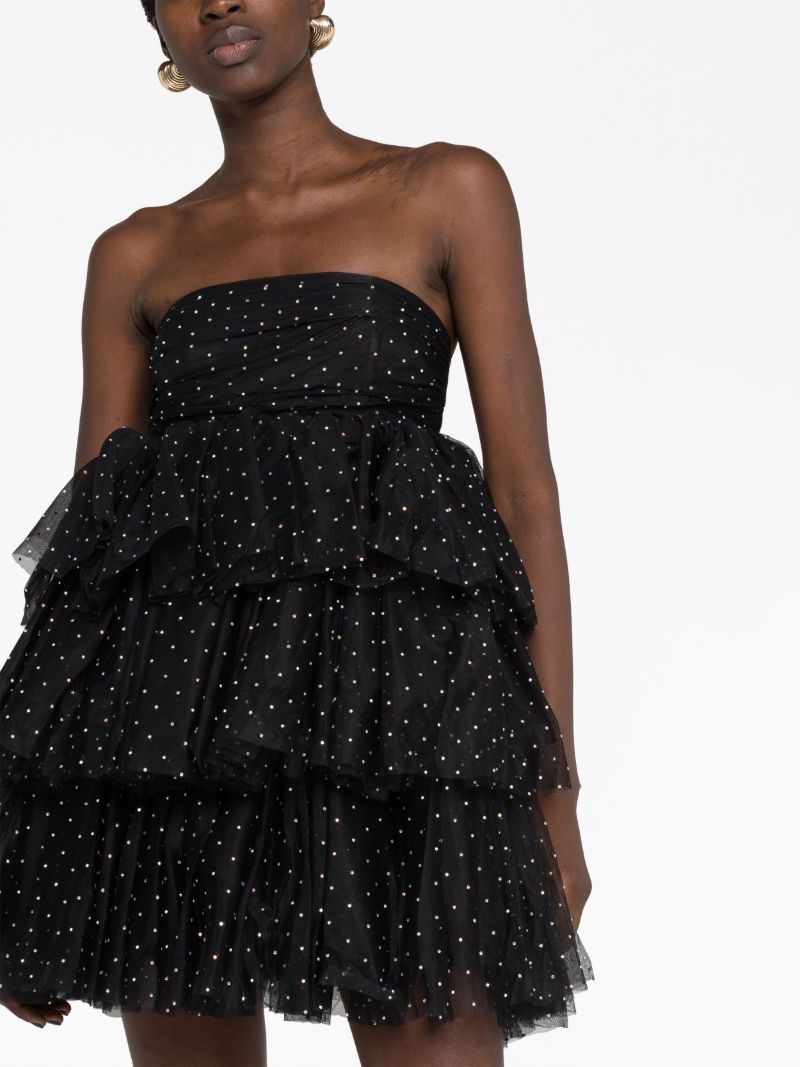 Black Carlosa Crystal Mini Dress