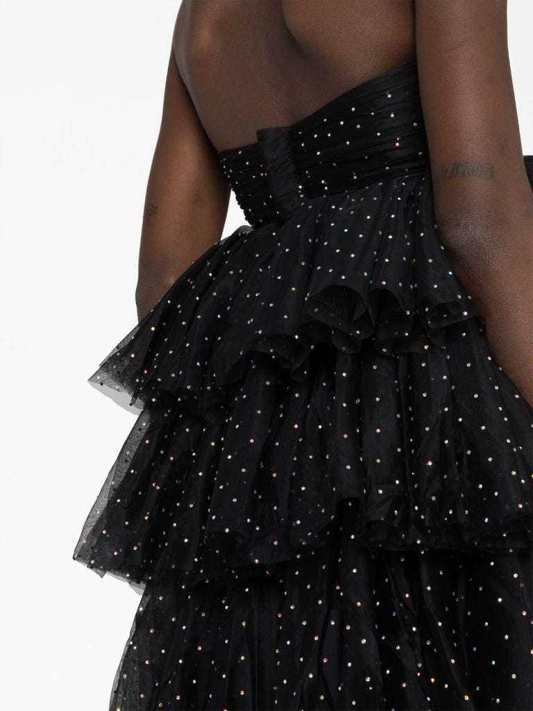 Black Carlosa Crystal Mini Dress