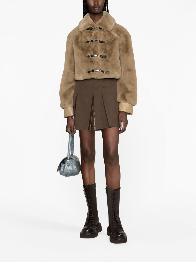 Brown Cropped Faux-fur Jacket