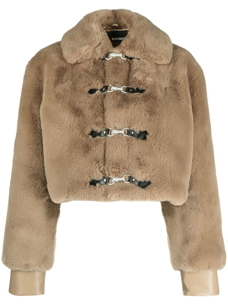 Brown Cropped Faux-fur Jacket