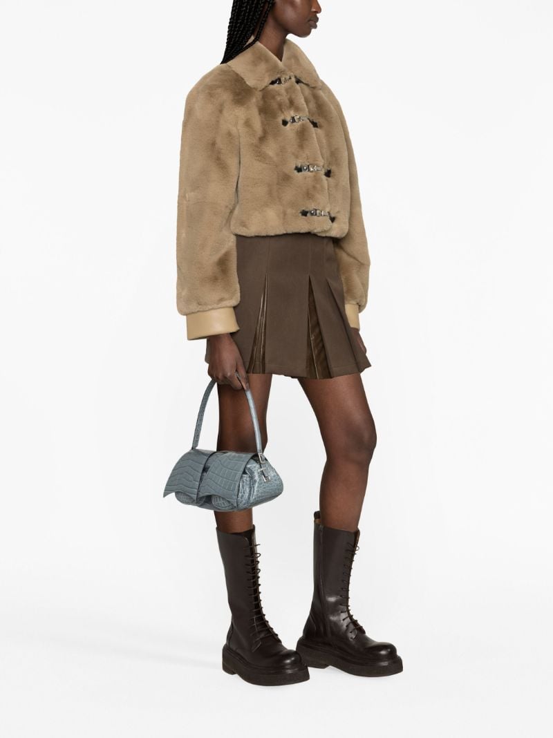 Brown Cropped Faux-fur Jacket
